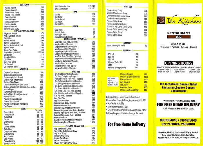 The Kitchen Menu And Price List For Thane West Thane Nearbuy Com