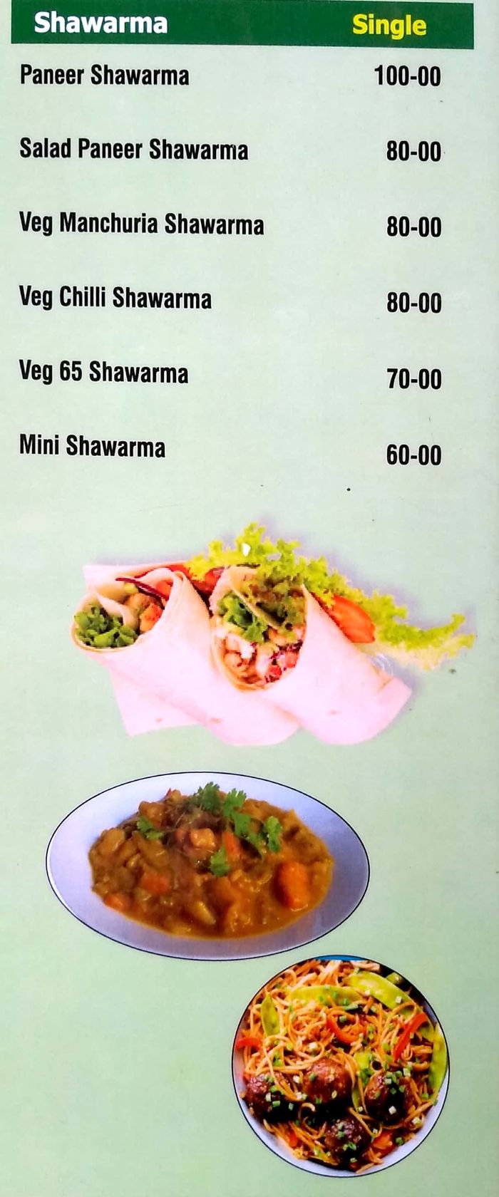 Grill King Menu and Price List for Defence Colony, Hyderabad