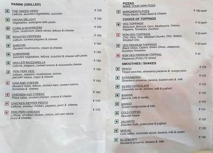 Wenger's Deli Menu and Price List for Connaught Place, New Delhi ...