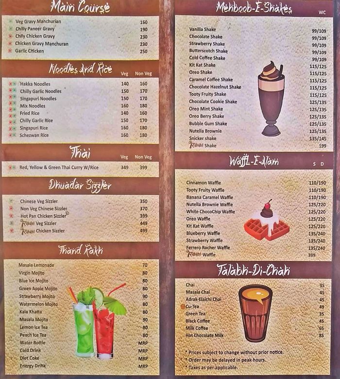 Rababi Food Studio Menu and Price List for Janakpuri, New Delhi ...