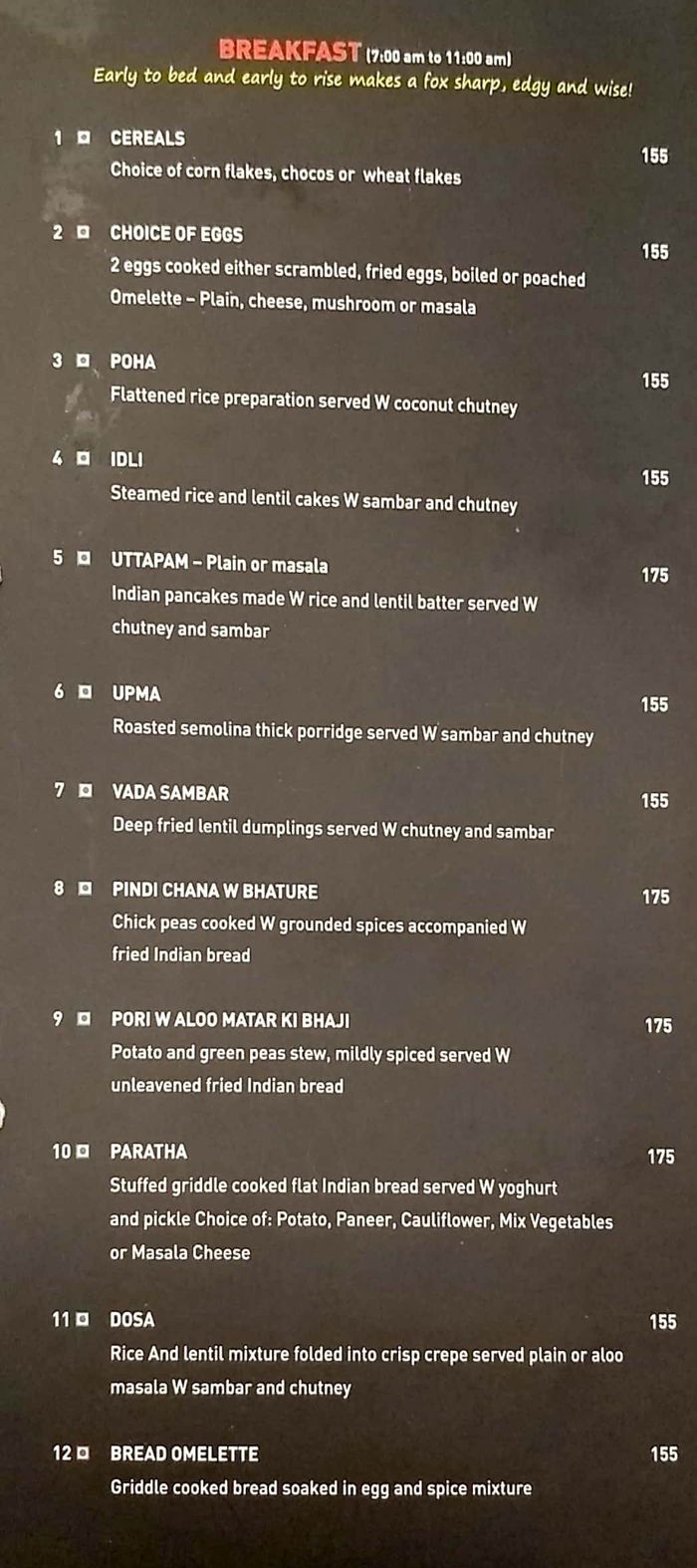 menu