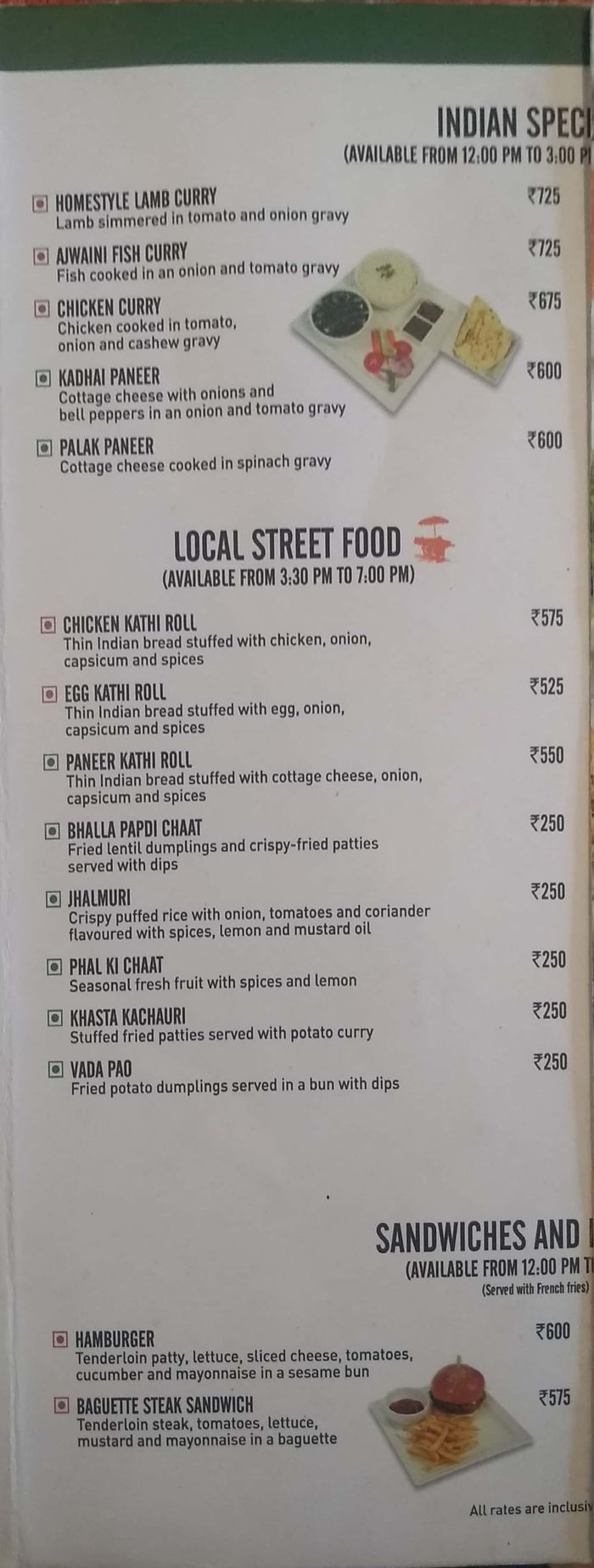 menu