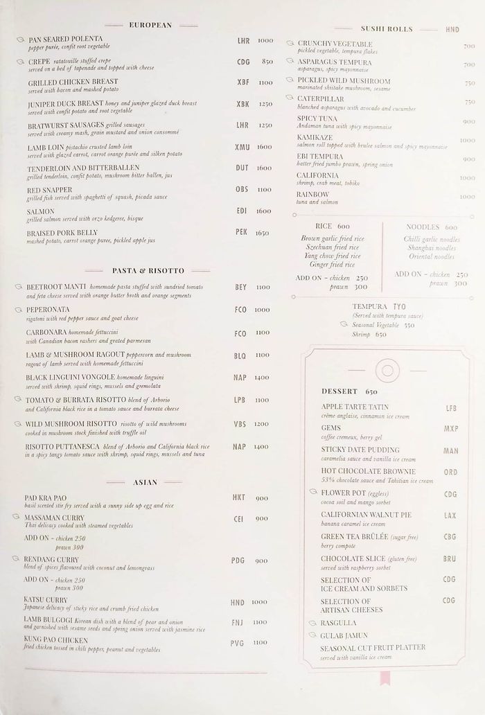 menu