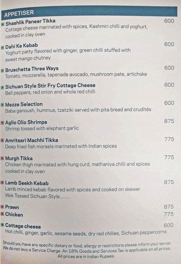 menu