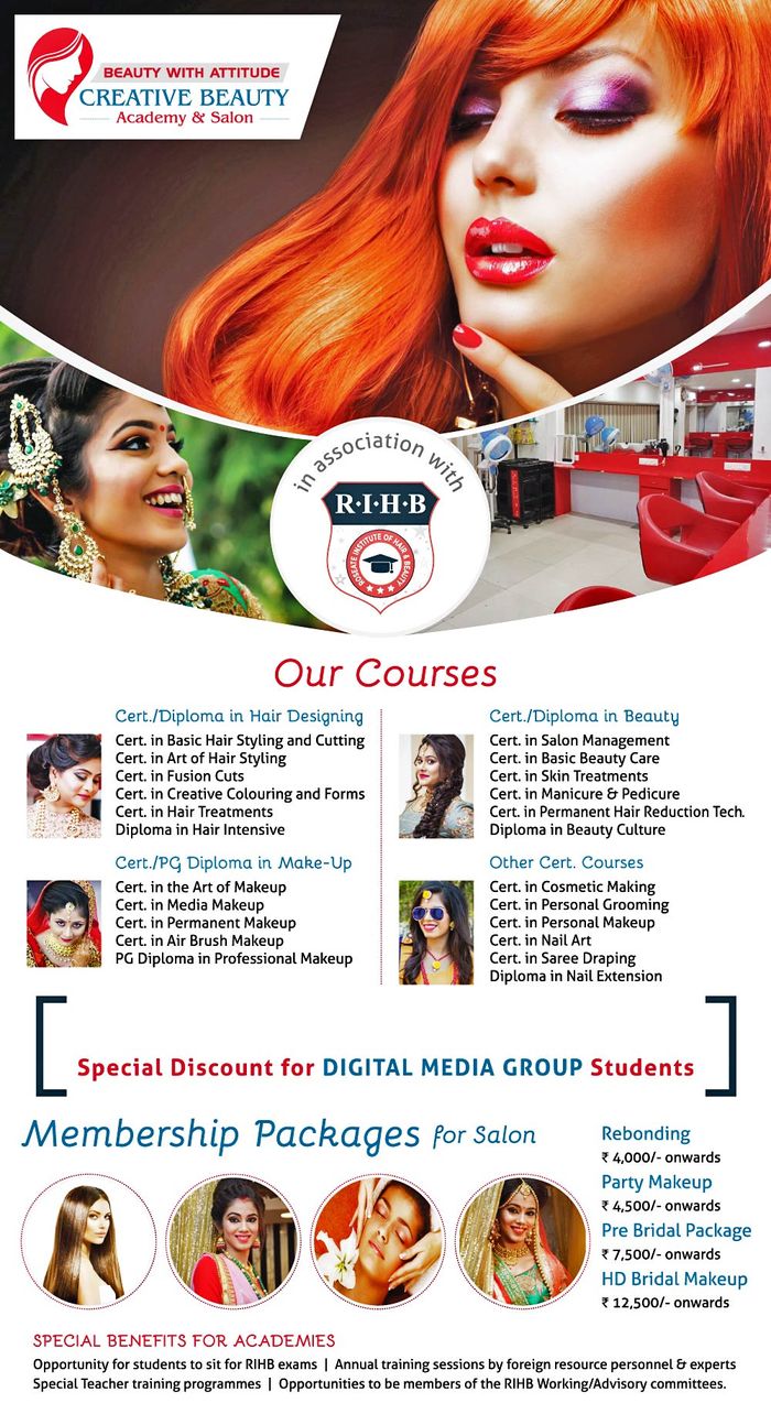 Creative Beauty Academy & Salon Menu and Price List for Navrangpura,  Ahmedabad 