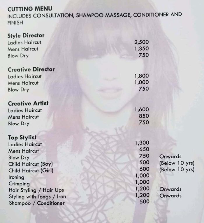 TONI&GUY Menu and Price List for Greater Kailash 2, New Delhi 