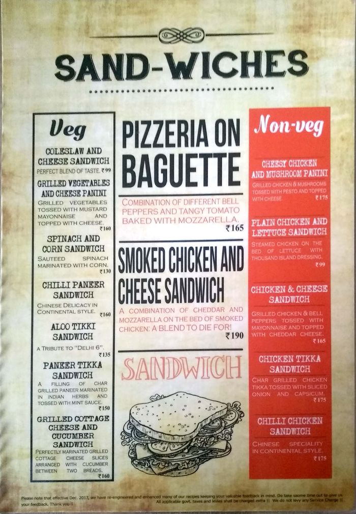 Big Yellow Door Menu and Price List for Satya Niketan, New Delhi