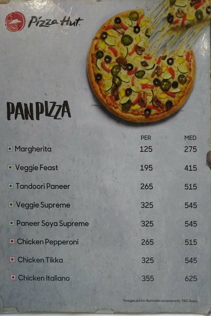 Pizza Hut Menu and Price List for Panvel, Navi Mumbai