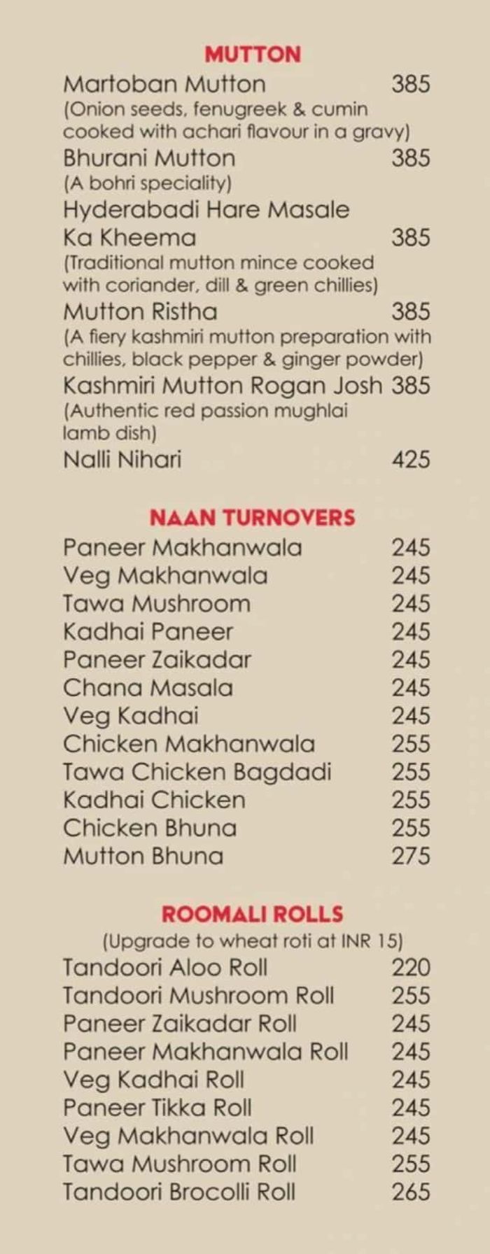 menu