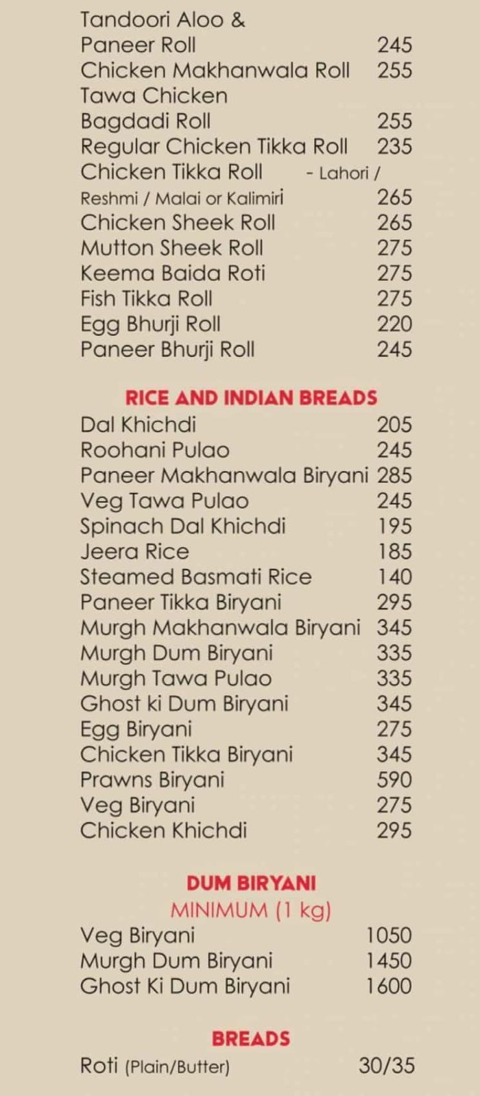 menu