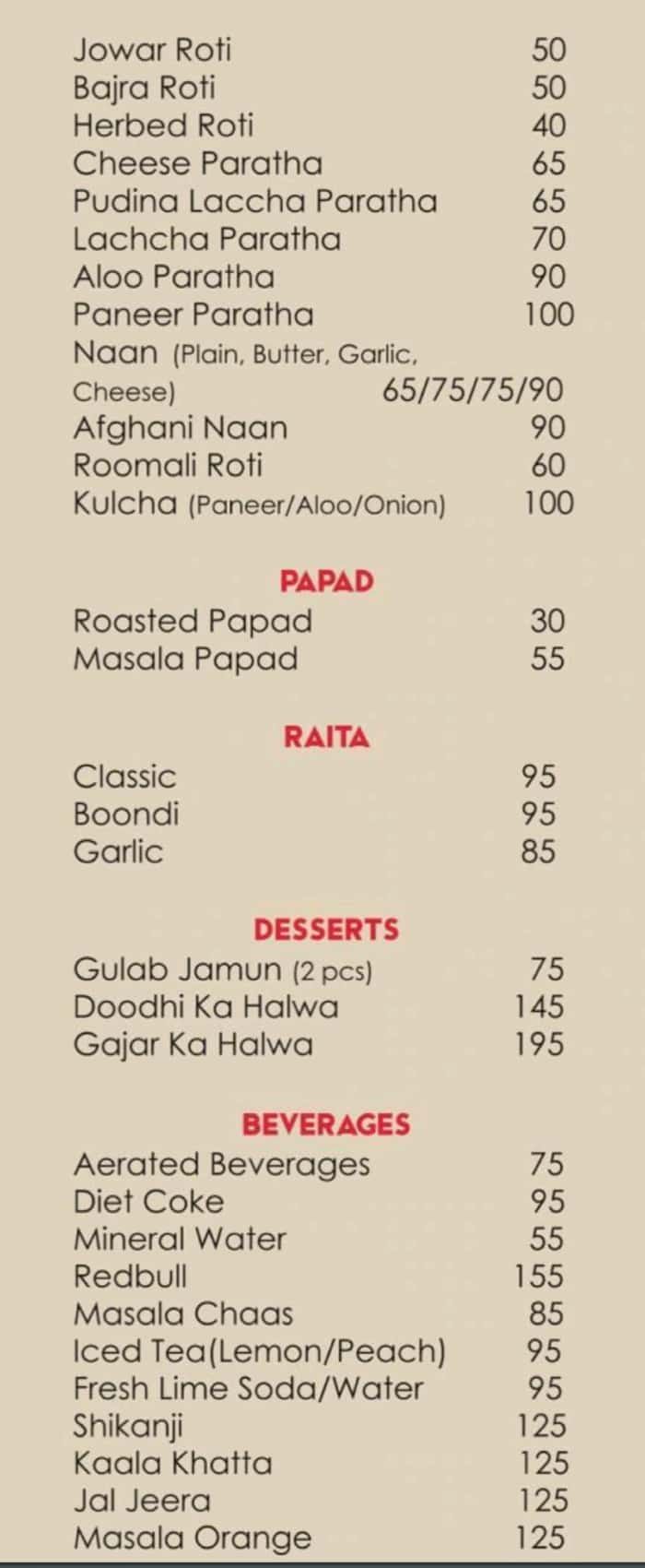 menu
