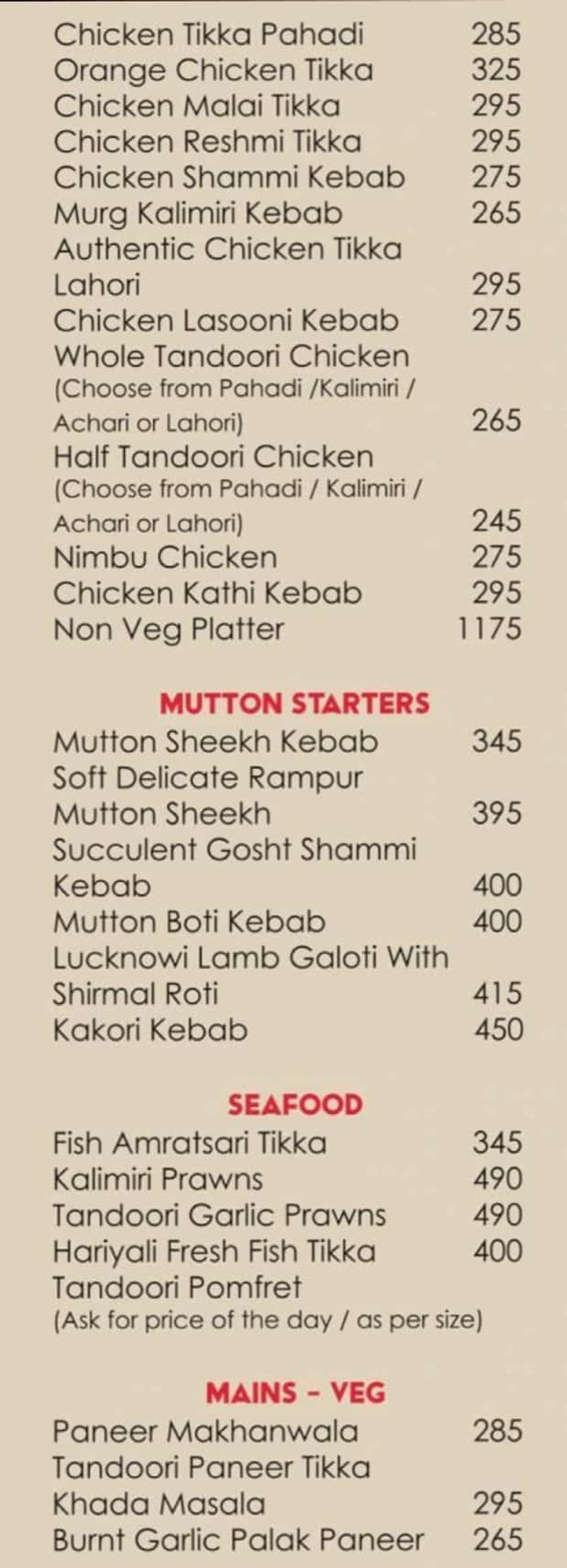 menu