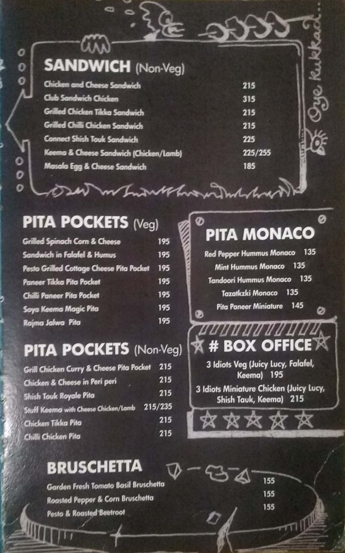 Cafe Connect Menu and Price List for Kishangarh, New Delhi