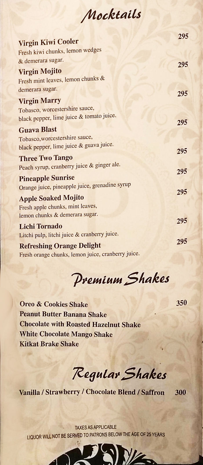 menu