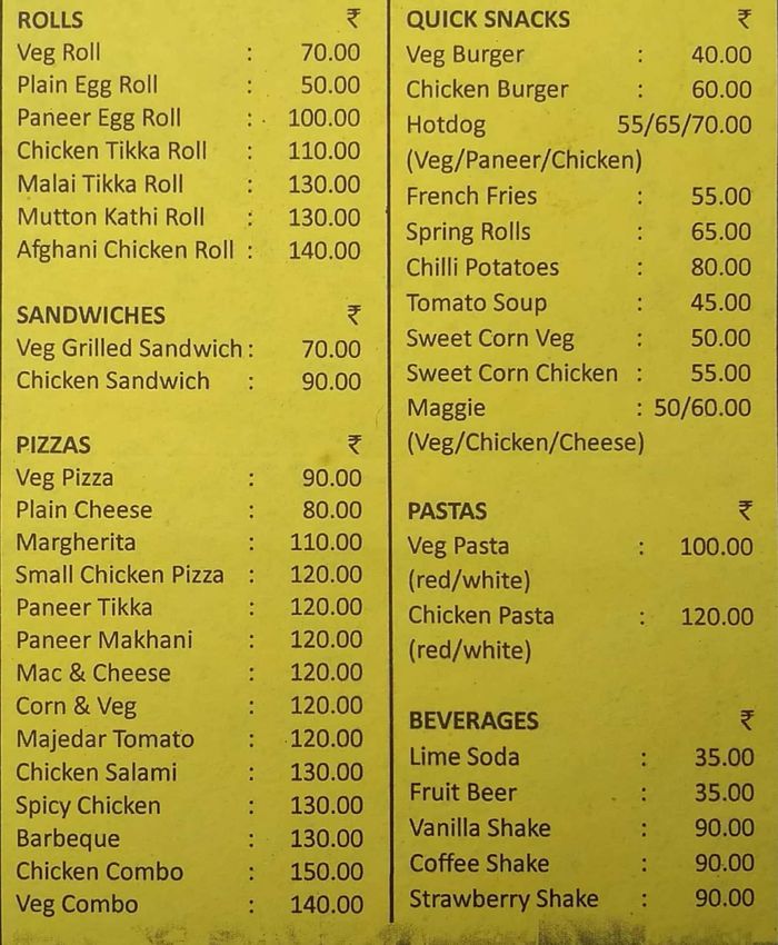 menu