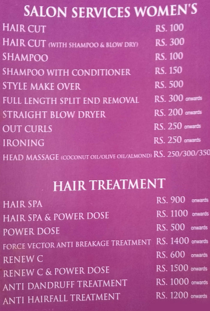 Miracle The Salon Menu and Price List for Mayur Vihar Phase 3, New Delhi |  