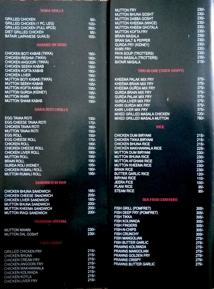 menu