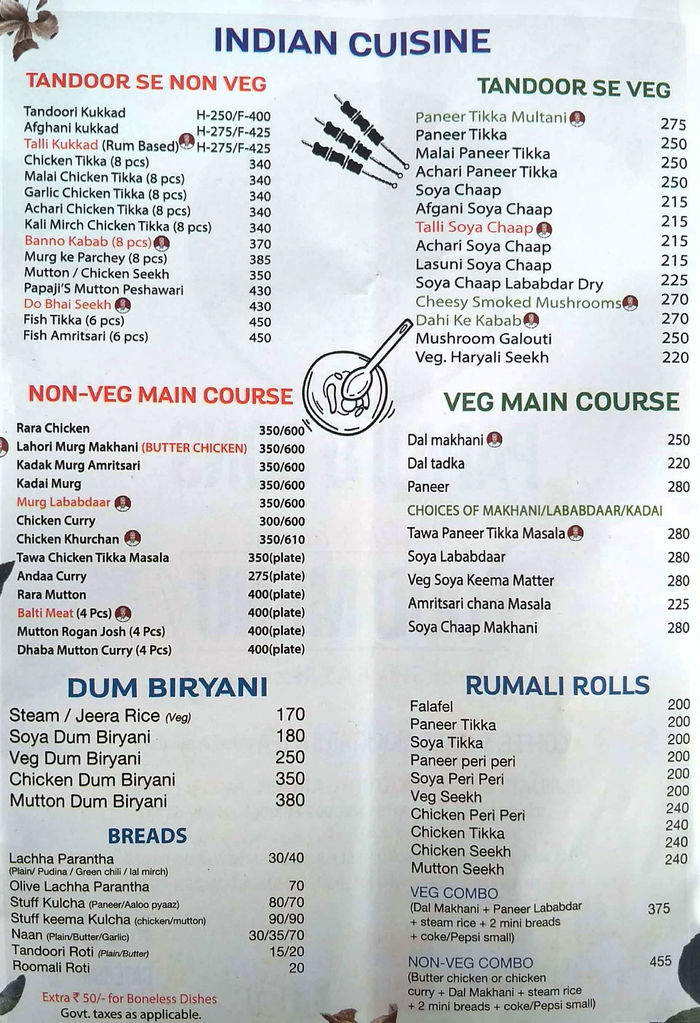 menu