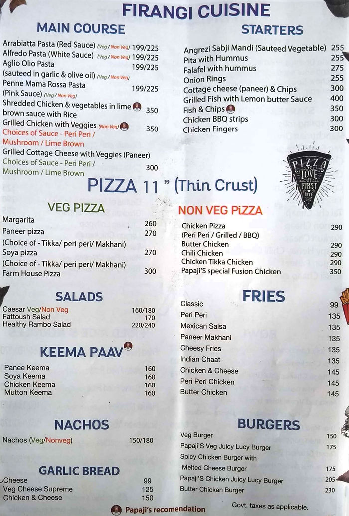 menu