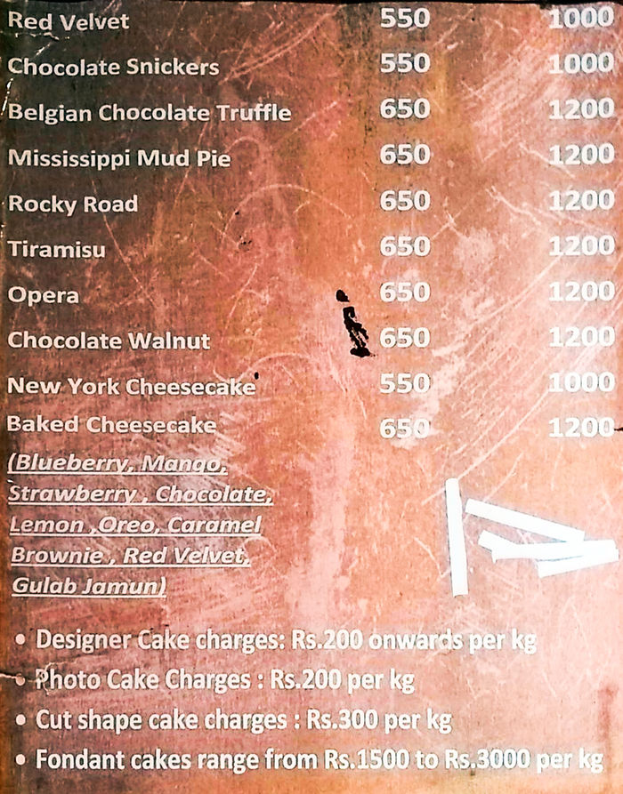 Dukes Patisserie & Boulangerie Menu and Price List for Old Rajendra Nagar, New Delhi