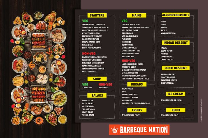 Barbeque Nation Menu Prices for Selex Mall, Thrissur 