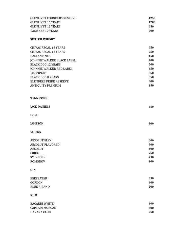 menu